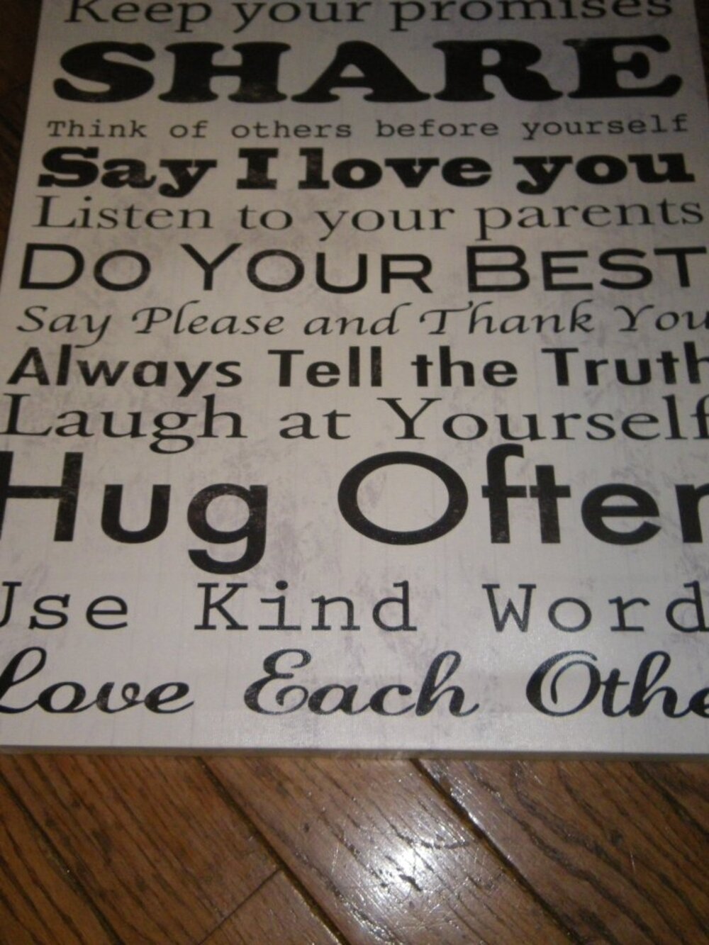 Large “Family Rules” Inspirational Wall Hanging Art Canvas on Wood Frame - Picture 3 of 4